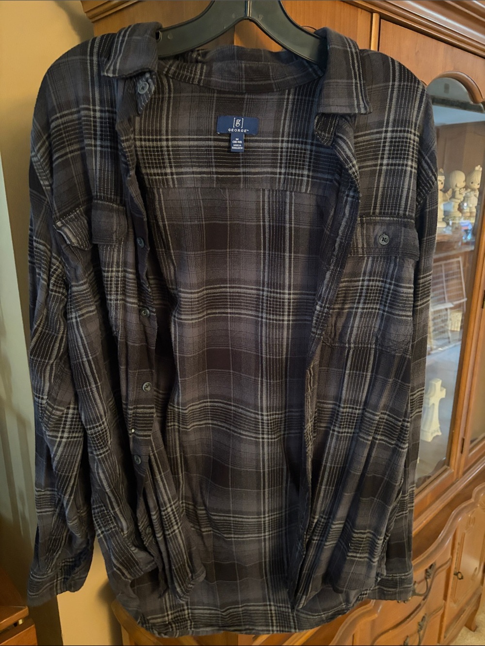 George Black and Gray Plaid Lightweight Shirt Jacket (Never Worn)